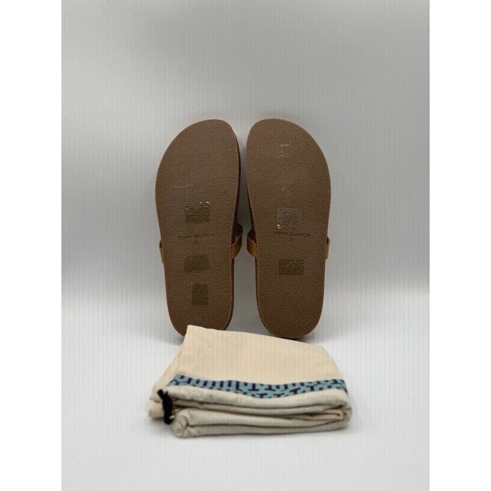 Tory Burch  Sandals Miller Cloud Shearling Nappa Leather Carmel Cozy Size 10 NWT